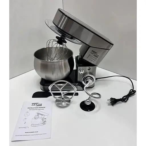 Стационарный миксер тестомес Zepline ZP-105 с металлической чашей планетарное вращение 6л 3500Вт Серебряный - фото 4