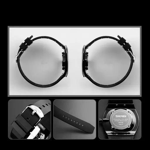 Наручний класичний годинник Skmei 1601S Чорний з чорним - фото 8