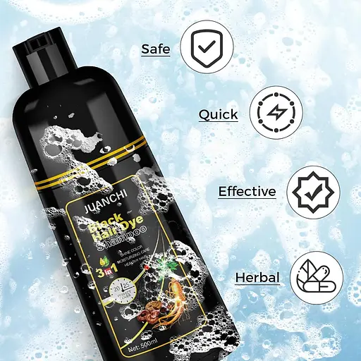 Черный шампунь Hair Dye Juanchi Black Hair Dye Shampoo 3 в 1 для седых волос - фото 4