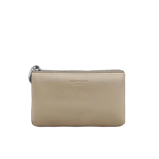 Кожаная монетница / мини-косметичка 3.0 светло-бежевая краст - фото 5