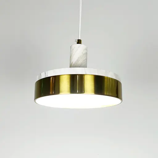 Белый мраморный подвес с латунным корпусом Ø 20 см | Line F | Арт. SC8/1 WT - фото 8