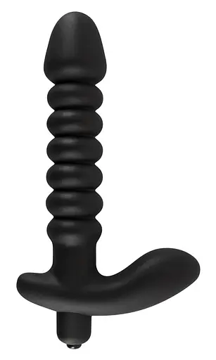 Анальна пробка з вібрацією Black Velvets 17 см (чорний) - фото 2