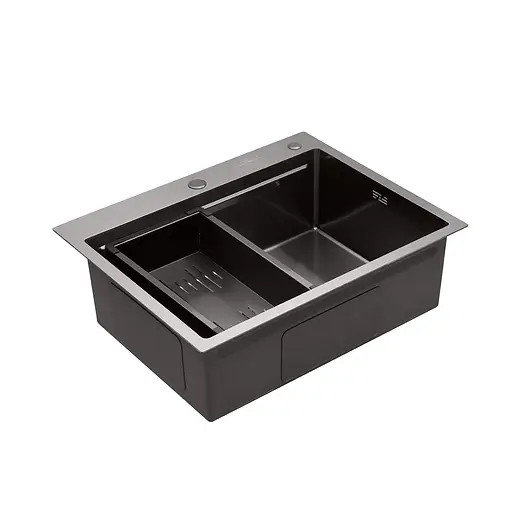 Кухонна мийка Kroner KRP Schwarze - 6350HM PVD (3.0/1.0 мм) CV031453, Чорний - фото 4