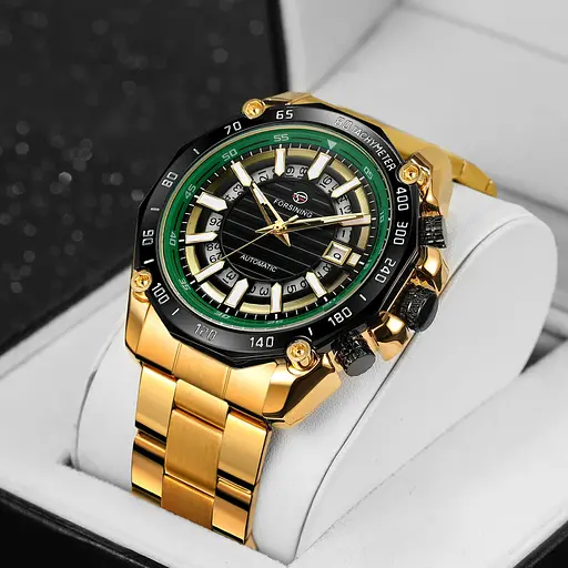 Наручний годинник чоловічий 8279 Gold-Black-Green Forsining acs0031395 - фото 2