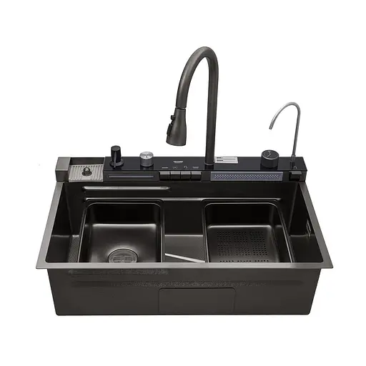 Кухонна мийка Kroner KRP Schwarze - SET7546ARTHM PVD (3.0/0.8 мм) CV033375, Чорний - фото 6