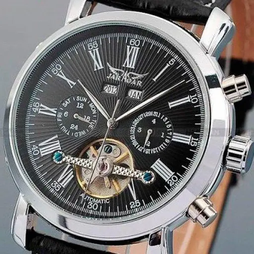 Чоловічий наручний механічний годинник Jaragar Silver Star (Сріблястий з чорним) - фото 8