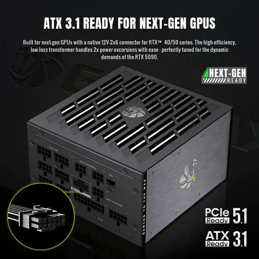 Блок живлення GameMax Lion core 1200P 1200W ATX 3.1 80+ Platinum (Lion core 1200P) - фото 9