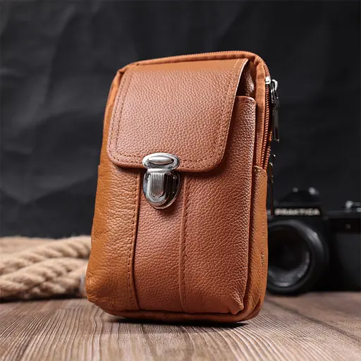 Чоловіча сумка на пояс на два відділення з натуральної шкіри Vintage 10х17х4 см sum0026995 - фото 20