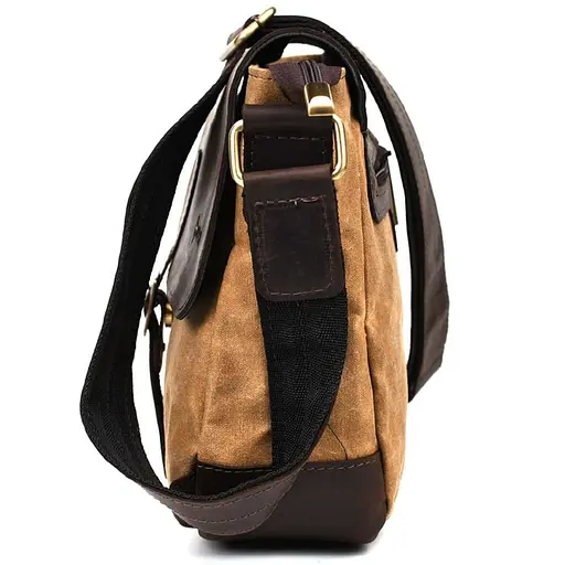 Сумка-меседжер через плече чоловіча, водостійкий канвас та шкіра. TARWA 25х25х11 см sum0028368 - фото 4