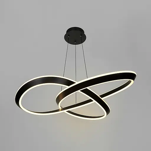 Підвісна кільцева люстра в переплетеному чорному корпусі 70х20 см | Line F | Арт. MJ319-800 BK - фото 1