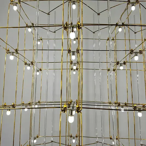 Золота люстра у формі паралелепіпеда 120х60х60 см | Line F | Арт. MJ200-1200*600*600 Titanium - фото 3