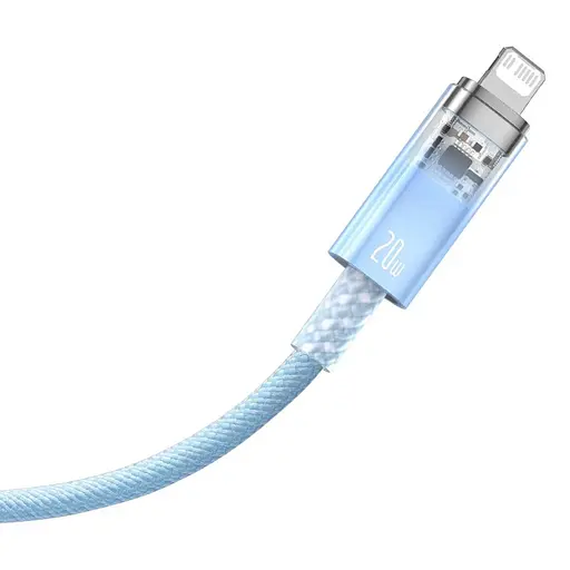 Кабель Baseus Explorer Series Fast Charging Cable with Smart Temperature Control Type-C to iP 20W 1 м голубой - фото 3