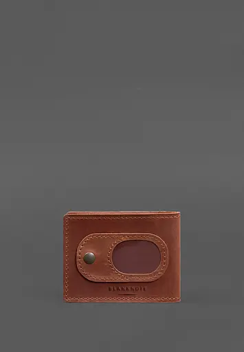 Кожаная обложка для удостоверения участника боевых действий (УБД) с карманом для жетона светло-коричневая Crazy Horse - фото 4