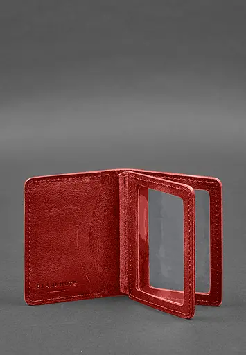 Кожаная обложка для водительского удостоверения, ID и пластиковых карт 2.0 красный - фото 3