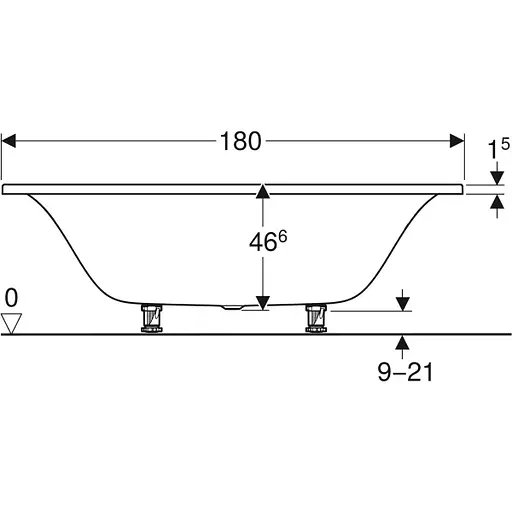 Ванна акриловая Gebert Tawa 180x80 554.124.01.1 + ножки Белый - фото 3