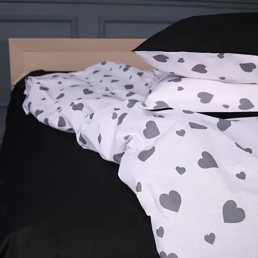 Простыня MirSon Kids Time 17-0669 Black and White Love 70х130 см на резинке бязь высота 10 см (2200010180435) - фото 1