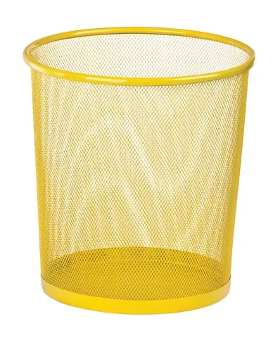 Корзина для бумаг круглая, металлическая, желтая
