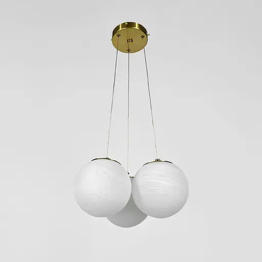 Люстра-пучок на 3 мармурових плафона | Line F | Арт. MJ141/3 AB+WT - фото 7