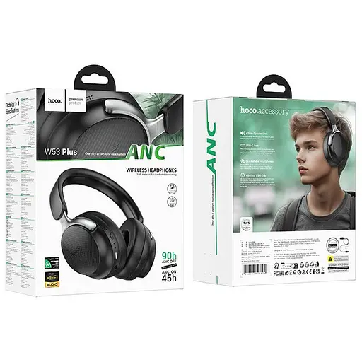 Навушники бездротові Hoco W53 Plus Tone ANC BT headphones чорні - фото 4