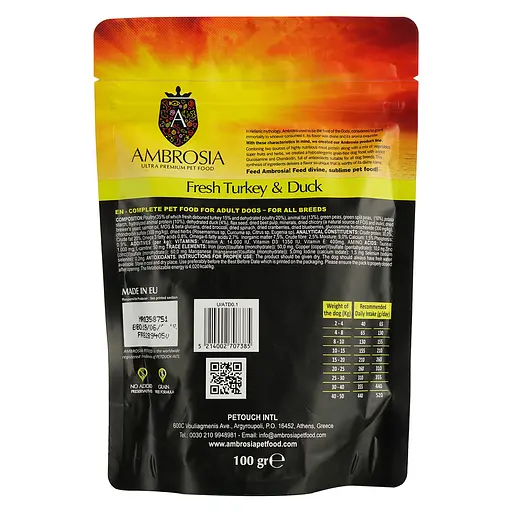 Корм сухий Ambrosia Grain Free Dog Adult Fresh Turkey & Duck для дорослих собак усіх порід зі свіжою індичкою та качкою 100 г - фото 3
