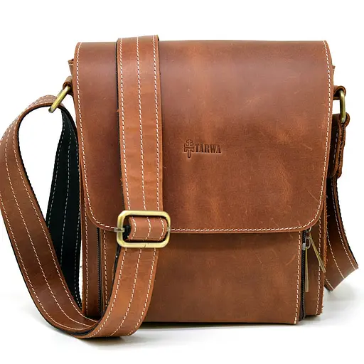 Чоловіча шкіряна сумка через плече TARWA 26х22х6 см sum0025827 - фото 3