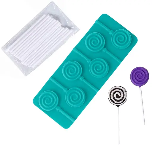 Силиконовая форма для леденцов и конфет на палочке "Спираль", Kitchen Master Бирюзовый 87622 - фото 1