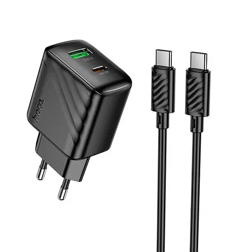 Адаптер сетевой HOCO Type-C to Type-C Cable Rico charger set CS25A |1USB/1Type-C, 20W/3A| - фото 1