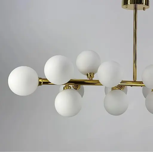 Линейная люстра с миниатюрными белоснежными плафонами Line.F DE 14 L/940 GD - фото 5