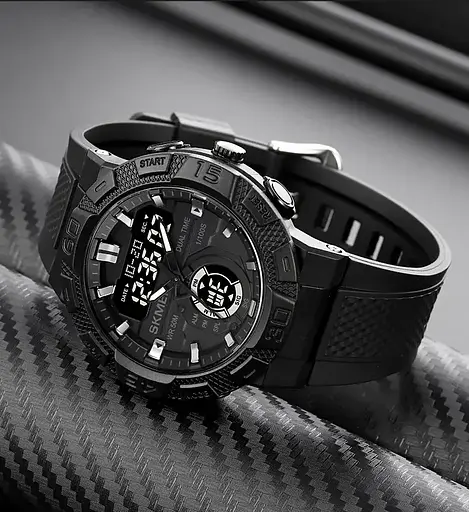 Чоловічий спортивний годинник Skmei 1881 (Чорний з чорним) - фото 5