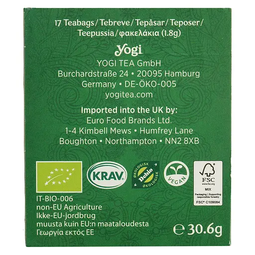 Суміш трав'яного та зеленого чаю Yogi Tea Зелений баланс органічний 30.6 г (17 шт х 1.8 г) - фото 6