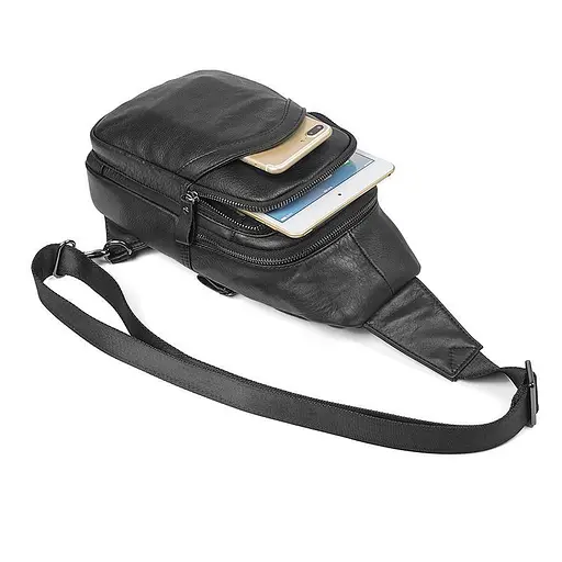 Кожаная сумка-слинг John McDee 30.5х18х5.5 см sum0025580 - фото 6