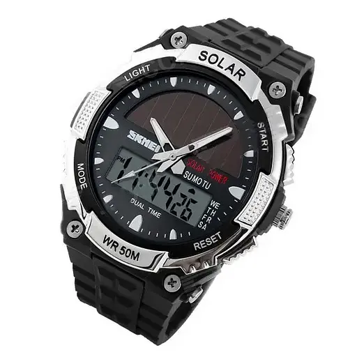 Чоловічий спортивний годинник Skmei 1049 із сонячною батареєю (Білий) - фото 5