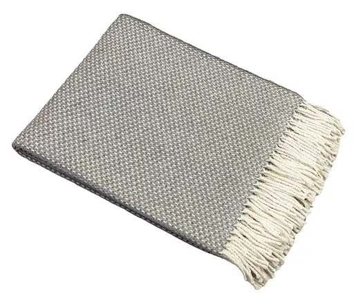 Плед бавовняний Vladi Валенсія Boucle 140х200 білий-сірий - фото 1