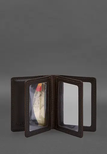 Кожаная обложка для водительского удостоверения, ID и пластиковых карт 2.1 коричневая - фото 5