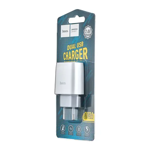 Мережевий зарядний пристрій Hoco C73A Glorious dual port charger ( EU ) Білий - фото 2