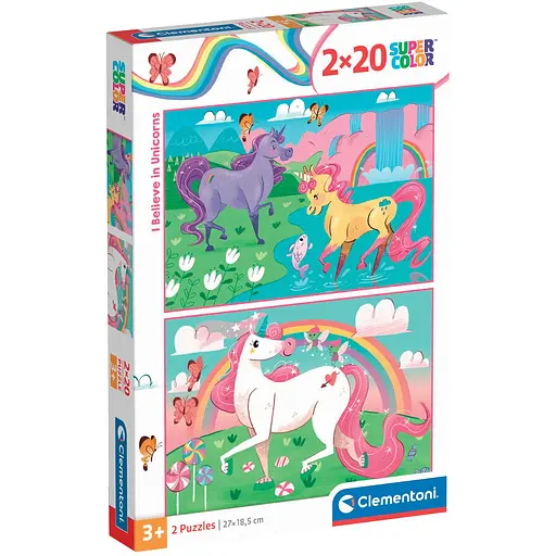 Пазл 2 в 1 Clementoni I Believe in Unicorns: 2 шт. по 20 елементів (24754) - фото 1