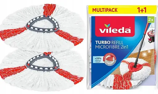 Змінна насадка для швабри Vileda Turbo Microfibre 2in1 – 2 шт. у комплекті, мікрофібра, машинне прання - фото 2