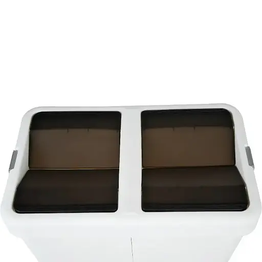 Мусорное ведро Motek двойное 14 л + 14 л с поворотной крышкой Белый (COB-428)  - фото 3