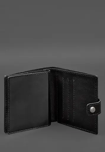 Кожаная обложка-портмоне для военного билета офицера запаса (широкий документ) Черная - фото 6