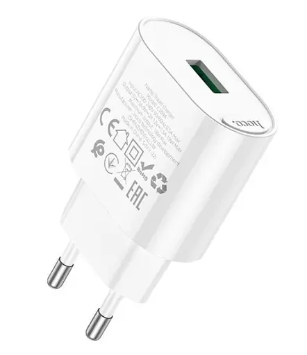 Зарядное устройство 18 Вт Hoco C109A универсальное сетевое зарядное устройство блок питания 1 USB 3 А Quick Charge 3.0 Белый - фото 3