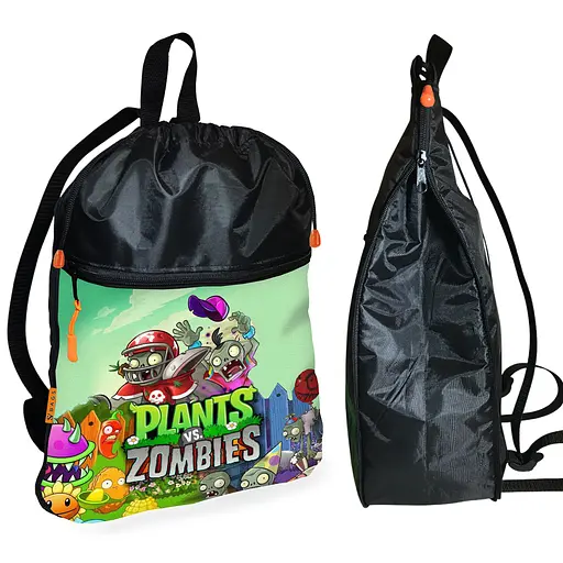 Рюкзак-мішок для взуття, спортивної форми Рослини Проти Зомбі дитяча сумка для змінки з розширювачем (01370)
