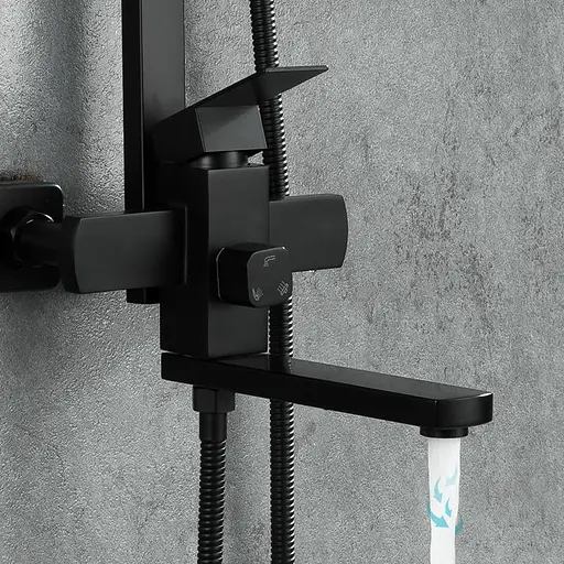 Душевая система Frap F24802-6, излив - переключатель на лейку, 1 режим, Черный матовый - фото 4