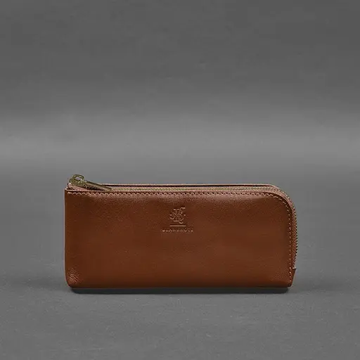 Кожаный портмоне-купюрник на молнии 14.0 светло-коричневый - фото 8