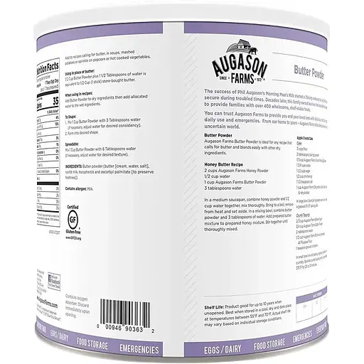 Вершкове масло сублімоване Augason Farms з великим терміном придатності 10 років 204 порції - фото 2