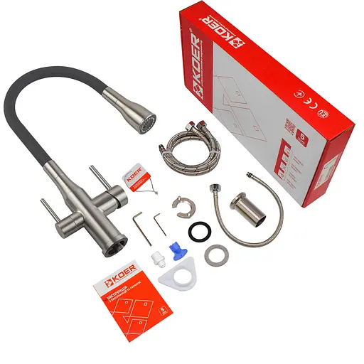 Смеситель для кухни на две воды Koer KI-72024-02 KR5011 Нержавеющая сталь - фото 4