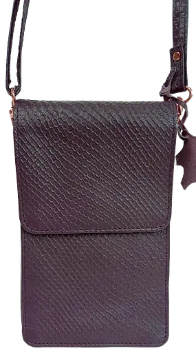Небольшая женская кожаная сумка для телефона UP2 Fashion баклажан sum0028726 - фото 2