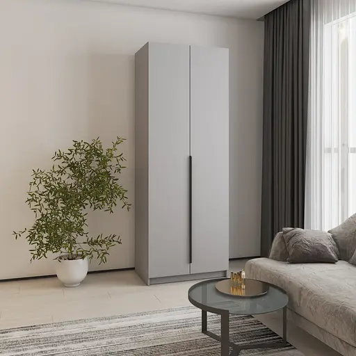 Шкаф 2-дверный MebelStar Оскар ДСП BG, дополнительная штанга 80x52x220 см Серая мышка (MBS-4446)