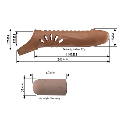 Насадка на пеніс Pretty Love Penis Sleeve 24.3 см (коричневий) - фото 8