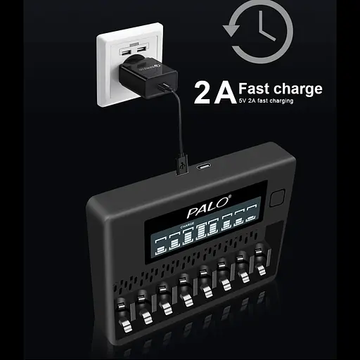 Зарядний пристрій на 8 штук NI-MH акумуляторних батарейок АА або ААА з LCD екраном Palo NC32 (100931) - фото 4