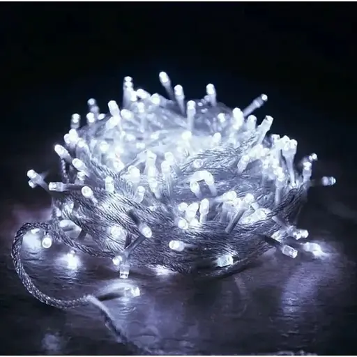 Новогодняя гирлянда на прозрачной проволоке 200 лампочек 12 м Белый свет - фото 1